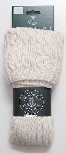 Kousen, Cheviot Ecru, extra wijde kuit (tot ca 56 cm) 